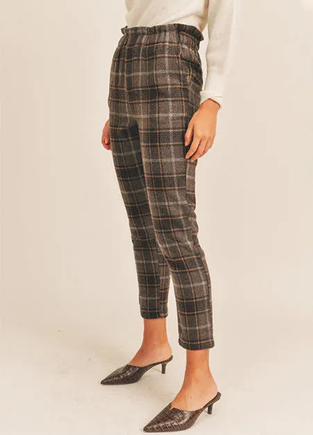 Paperbag Machiatto Plaid High Waist Pants