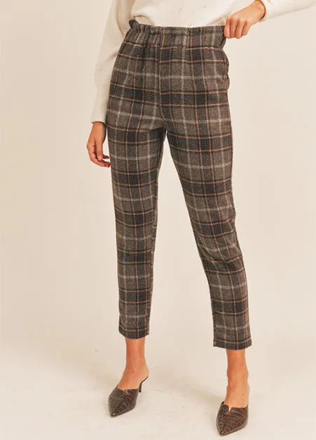 Paperbag Machiatto Plaid High Waist Pants