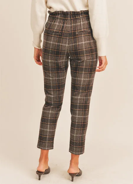 Paperbag Machiatto Plaid High Waist Pants