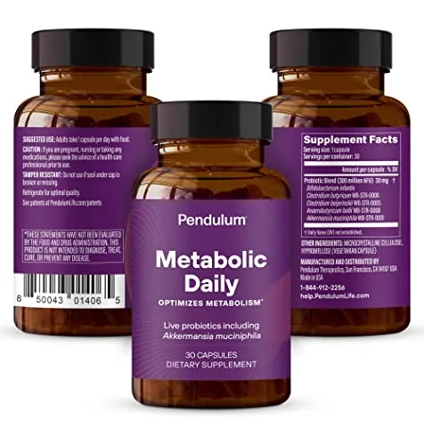 Pendulum Metabolic Daily with Akkermansia – Also Includes Anaerobutyricum, Clostridium & More to Support Sugar and Carbohydrate Metabolism - The only Brand with Akkermansia