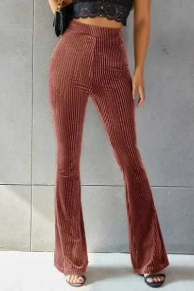 Ribbed High Waist Flare Pants