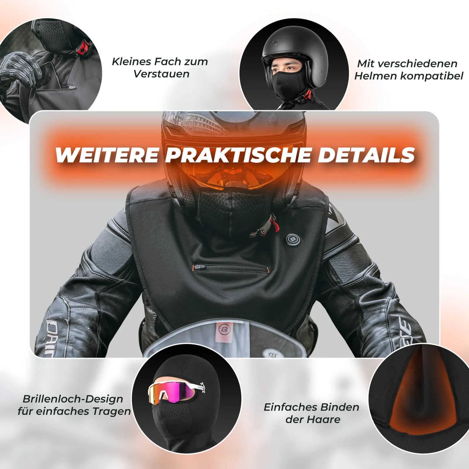 ROCKBROS Beheizte Balaclava Winter Warme  Gesichtsmaske Winddicht