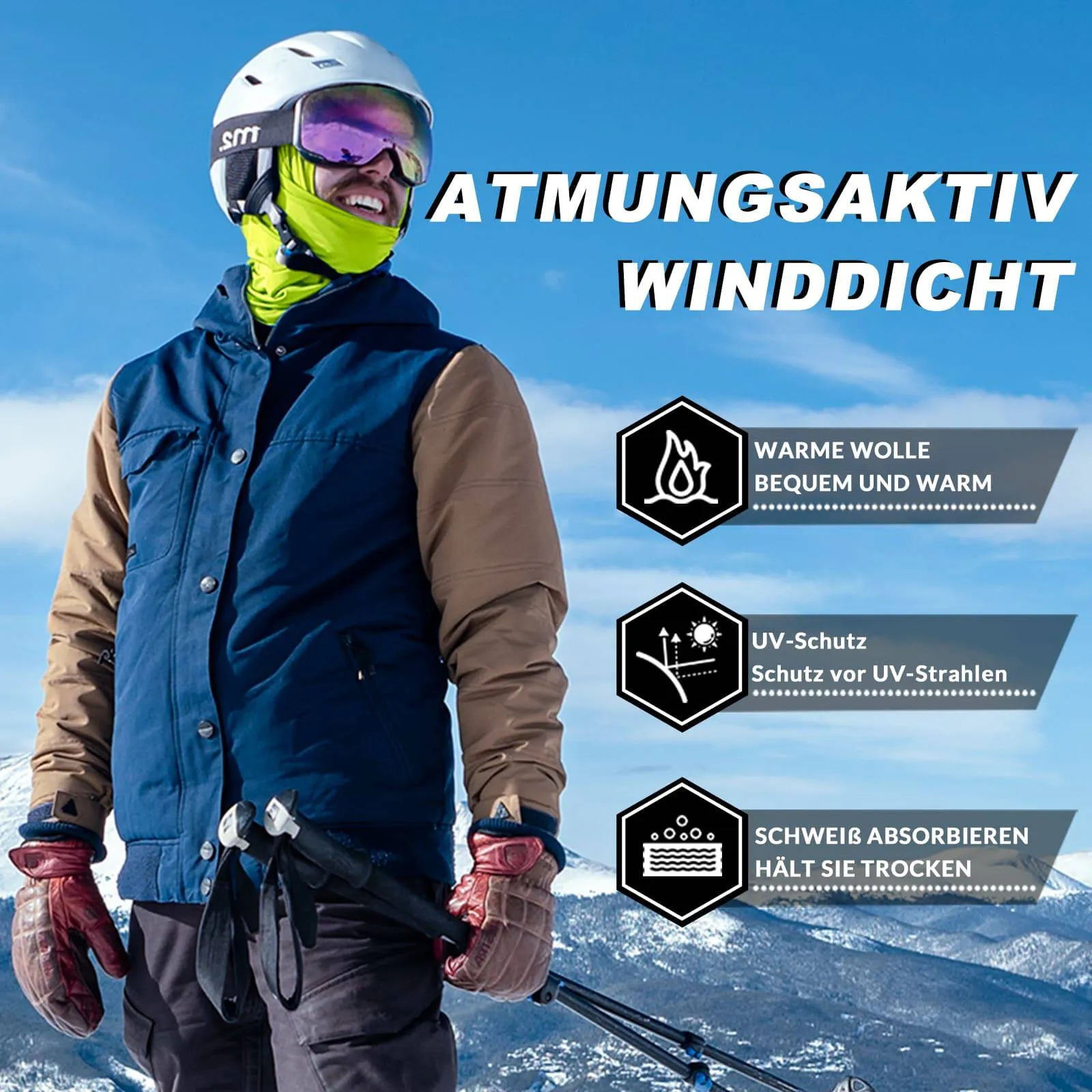 ROCKBROS Sturmhaube Herbst Winter Balaclava für Outdoorsports Unisex