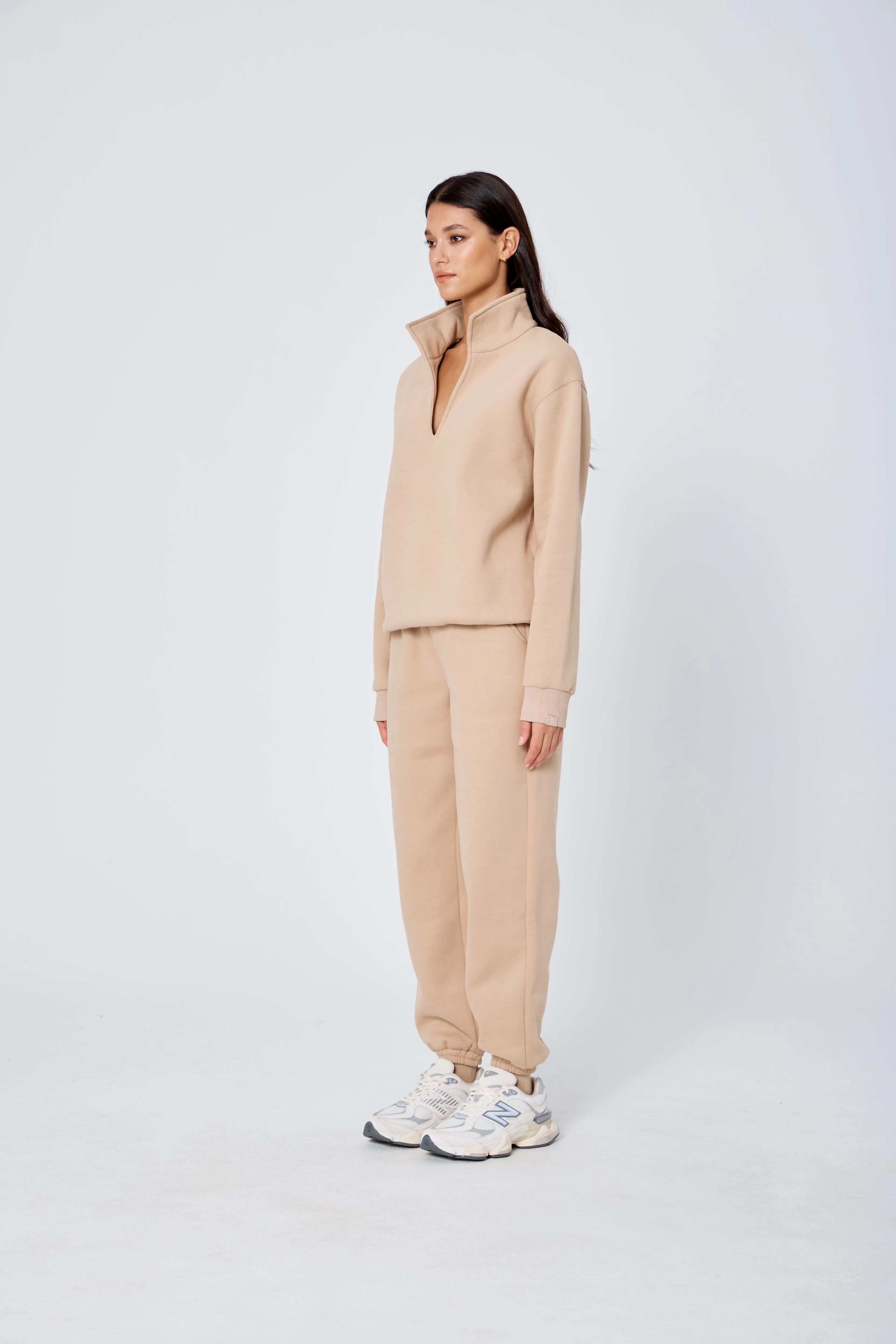 ROZALIA x ATOIR Womens The Collar Jumper Sand