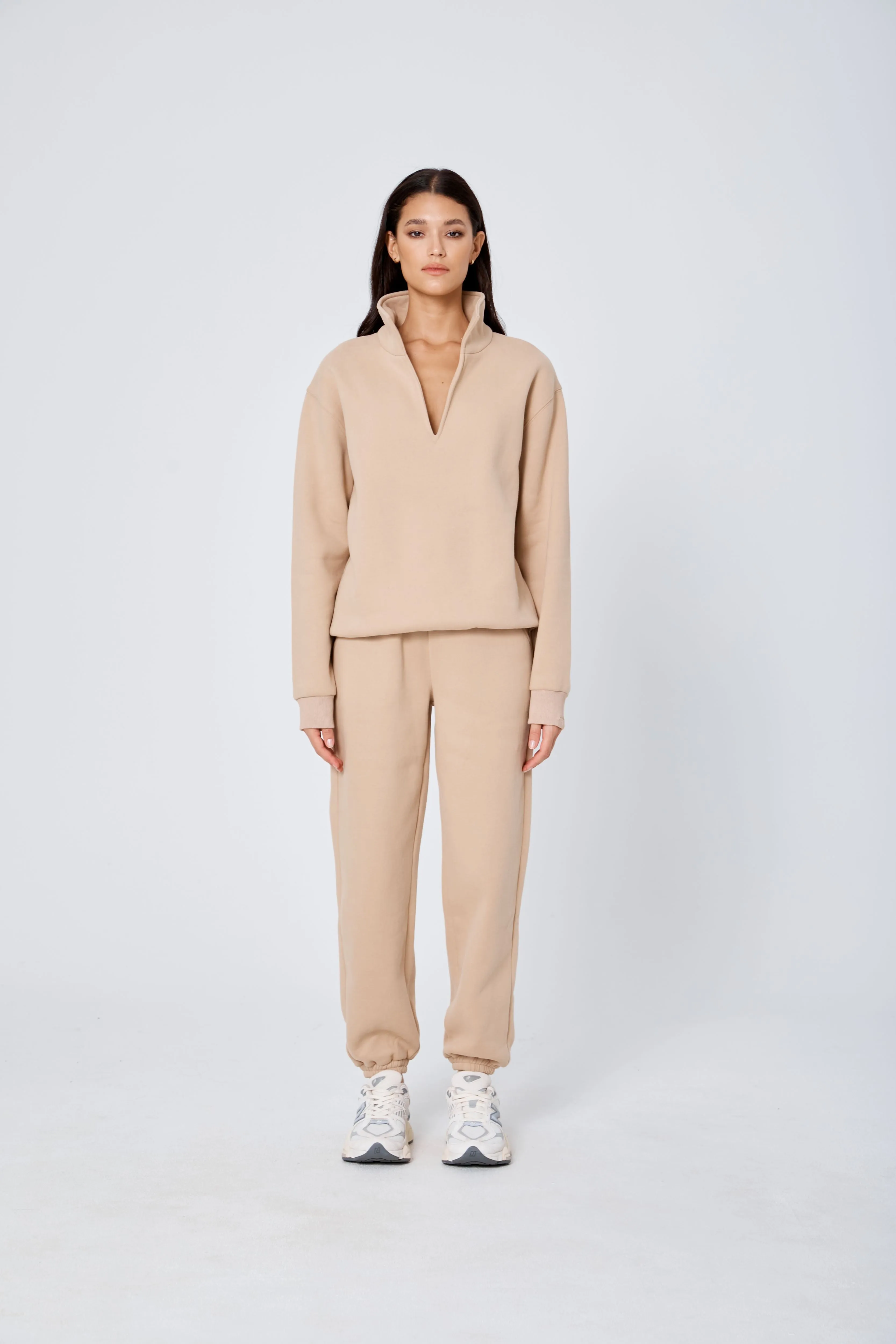 ROZALIA x ATOIR Womens The Collar Jumper Sand