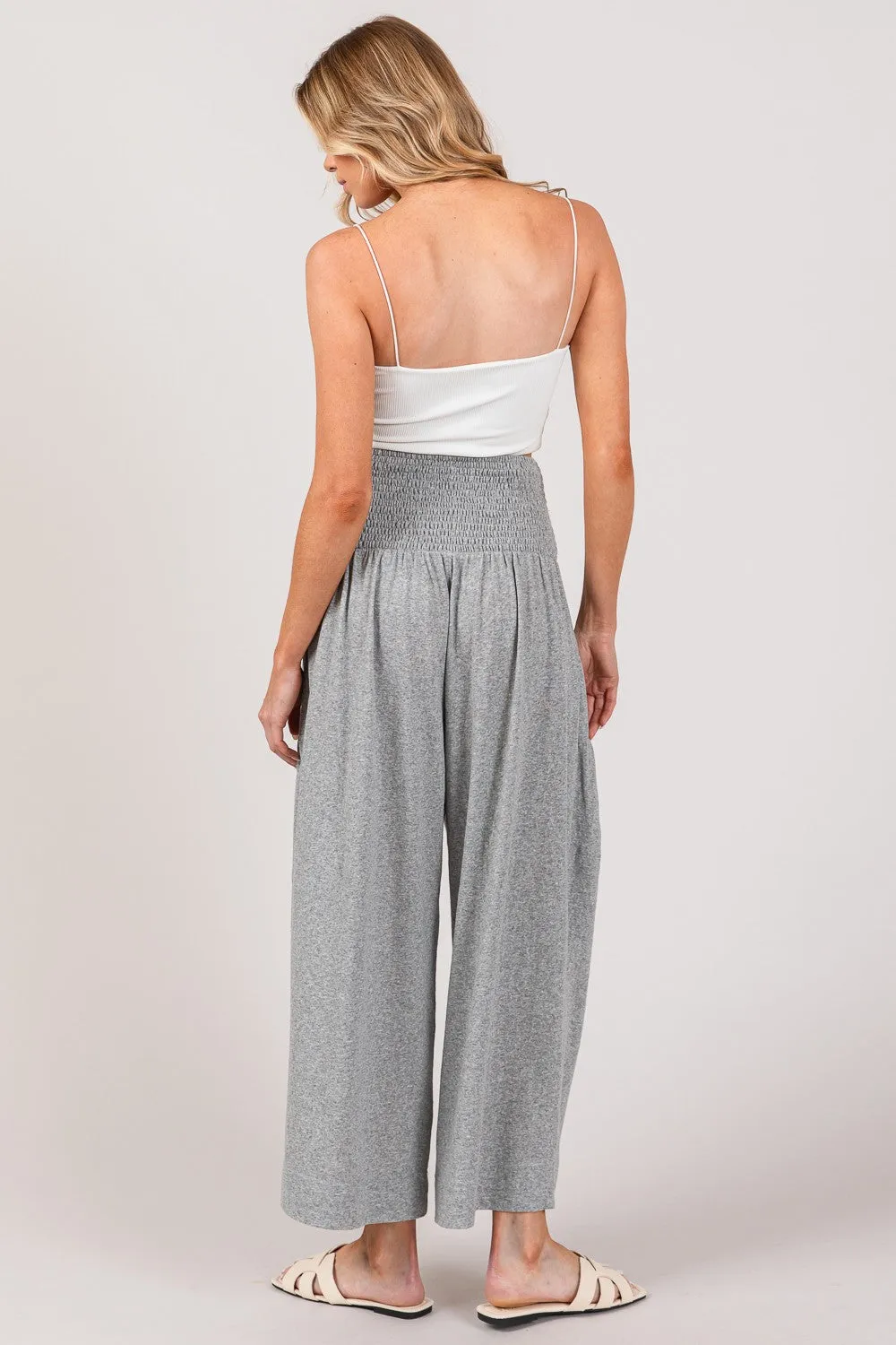 SAGE   FIG Drawstring Smocked High Waist Pants