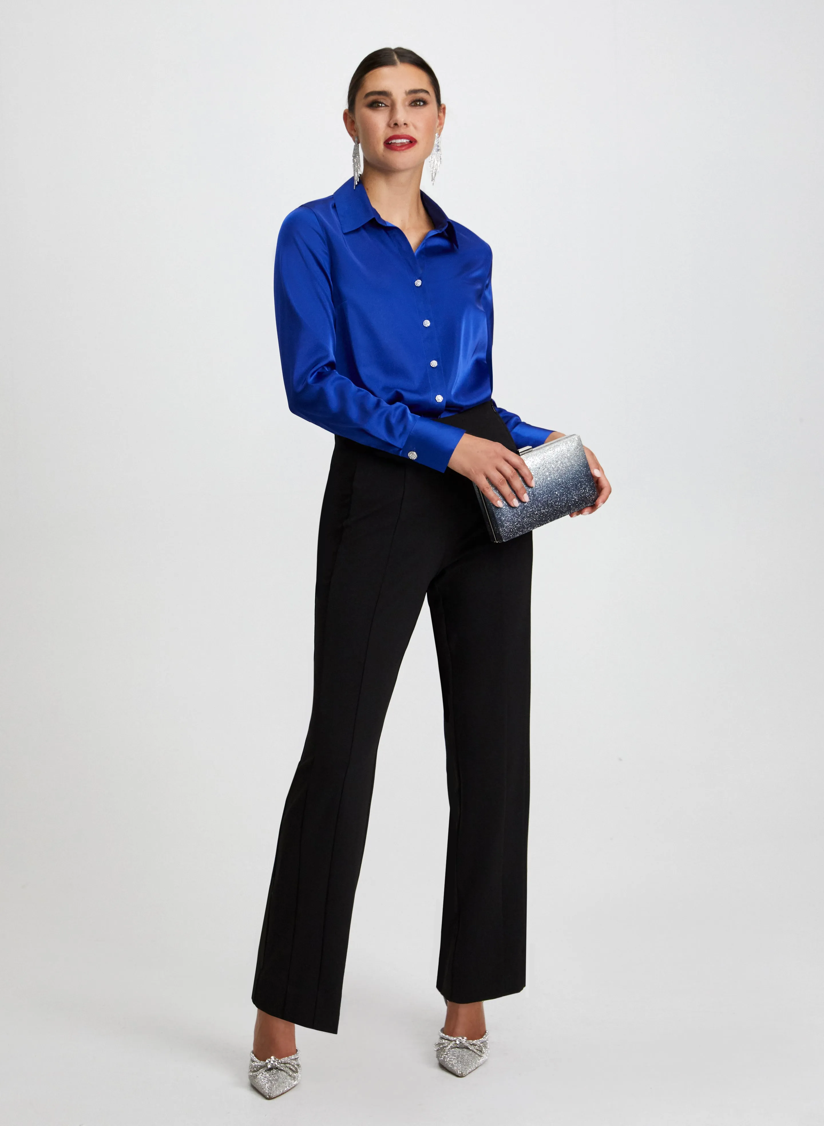 Satin Blouse & High Waist Pants