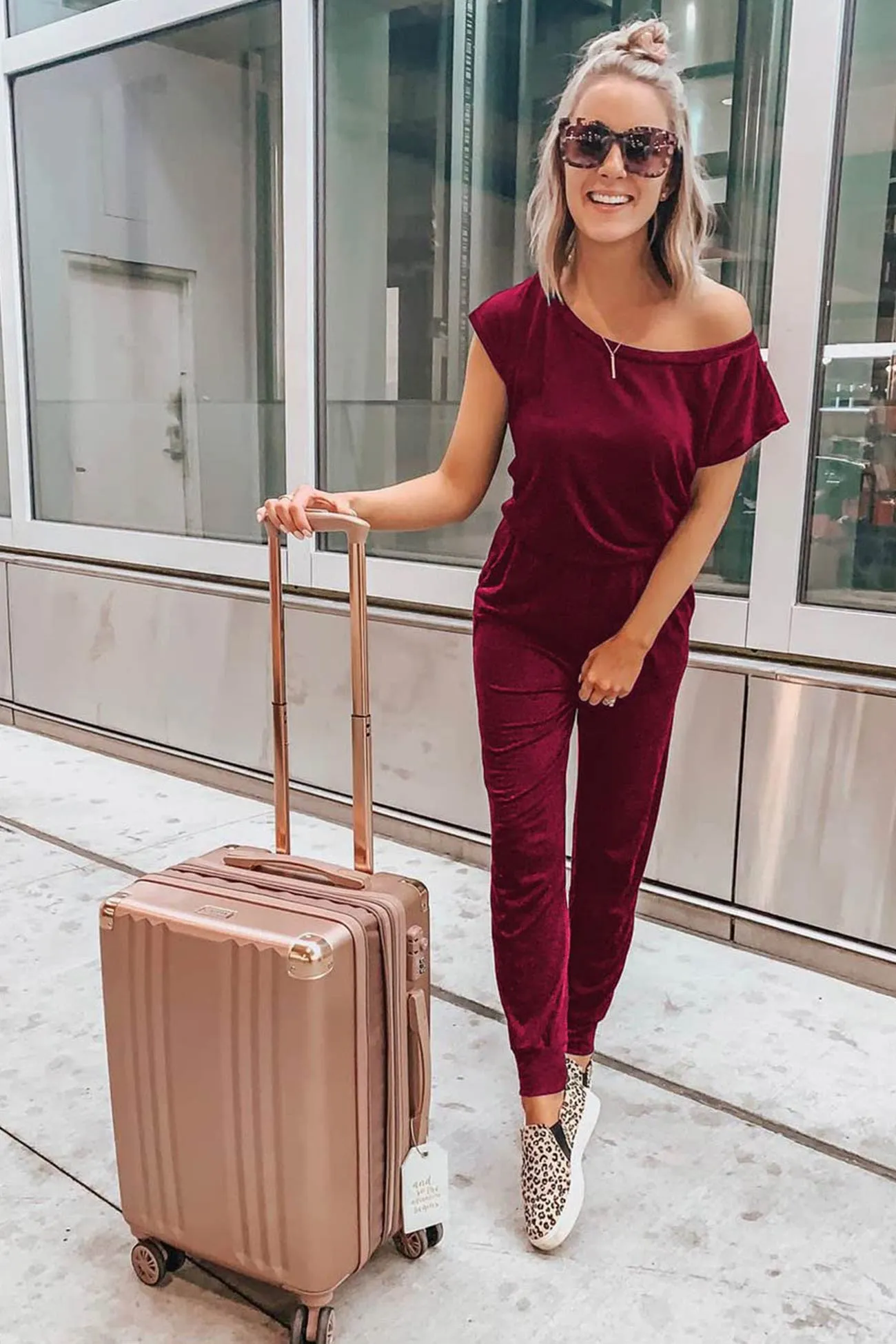 Sloping Shoulders High Waist Jumpsuits