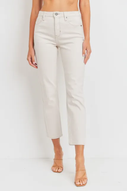 Sweet Daylight High Rise Cropped Cream Slim Straight Jean