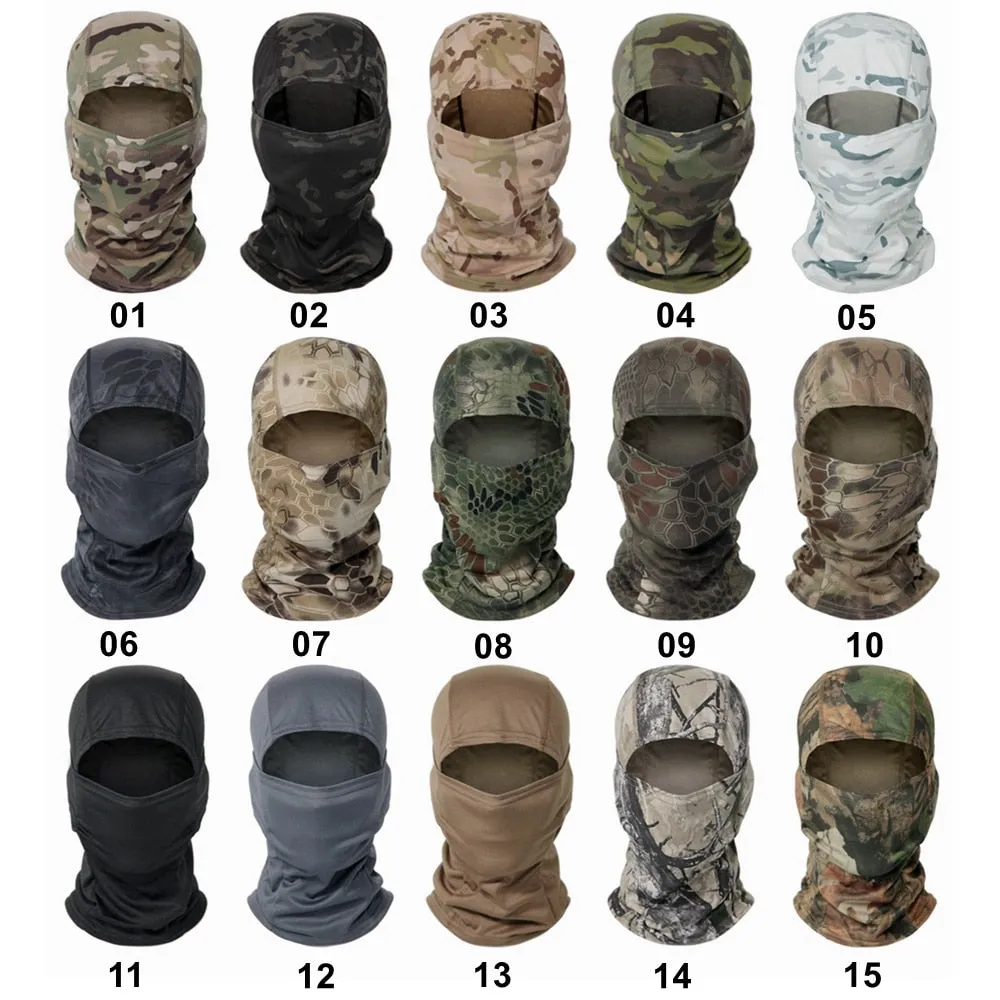 Tactical Camouflage Balaclava Full Face Mask CS Wargame Army Hunting Cycling Sports Helmet Liner Cap Military Multicam CP Scarf