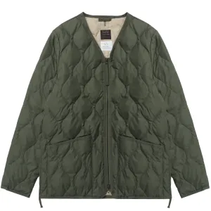 Taion Military Zip V Neck Down Jacket Olive