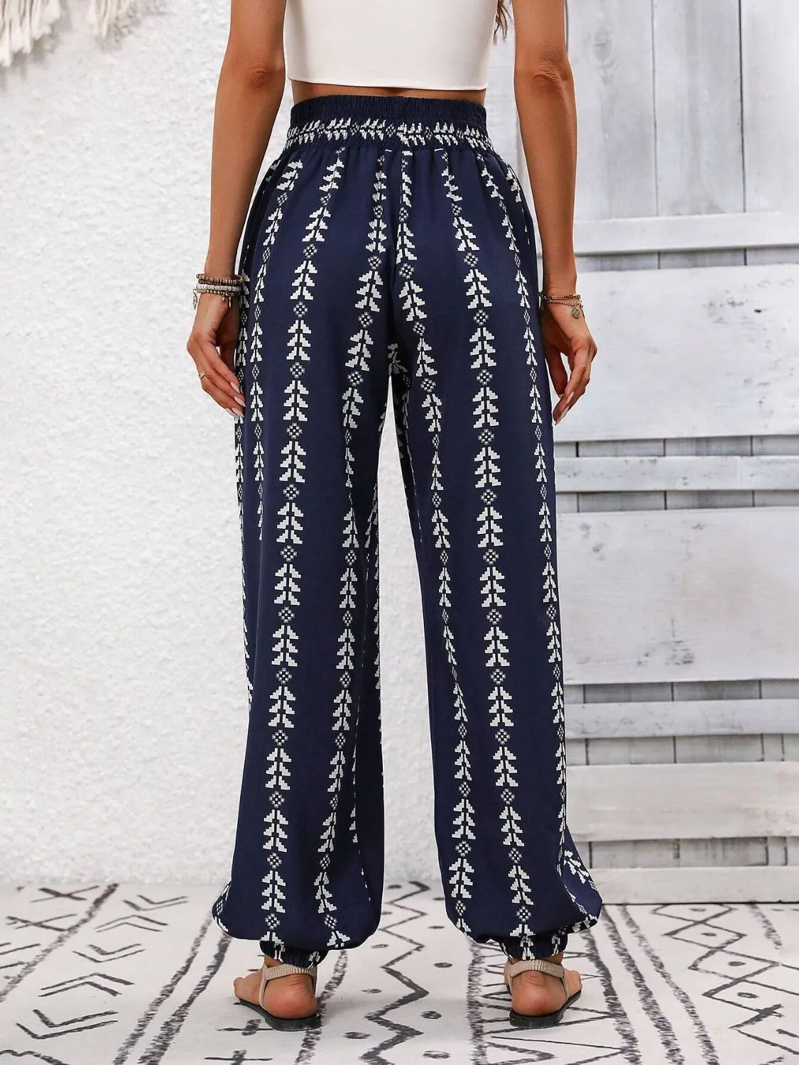 TEEK - Tied Printed High Waist Pants