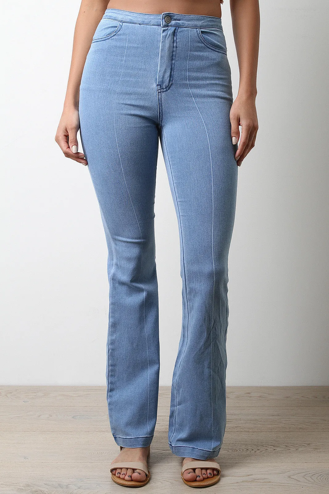 Vintage Wash High Waist Bell Bottom Jeans