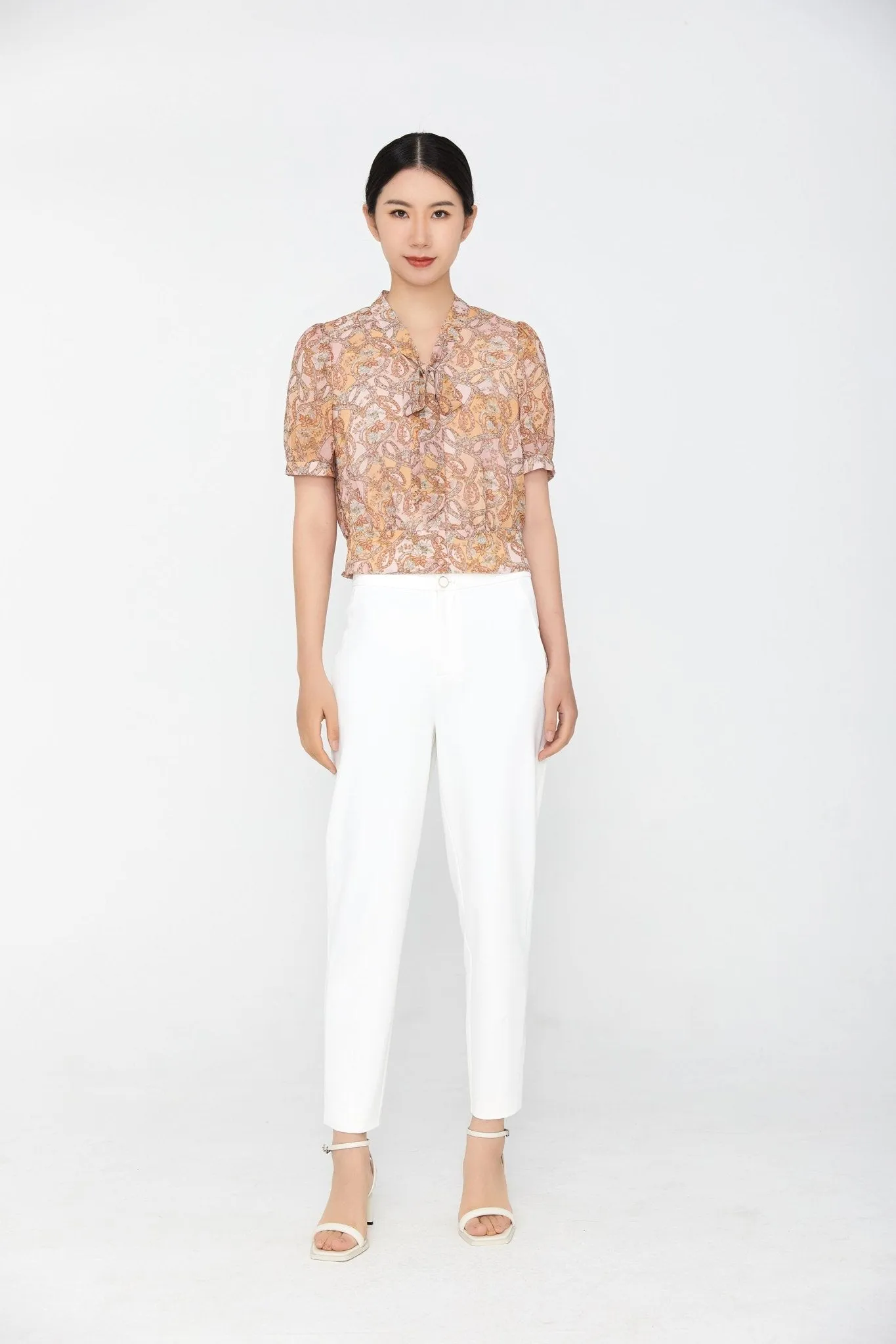 White High Waist Tapered Pants