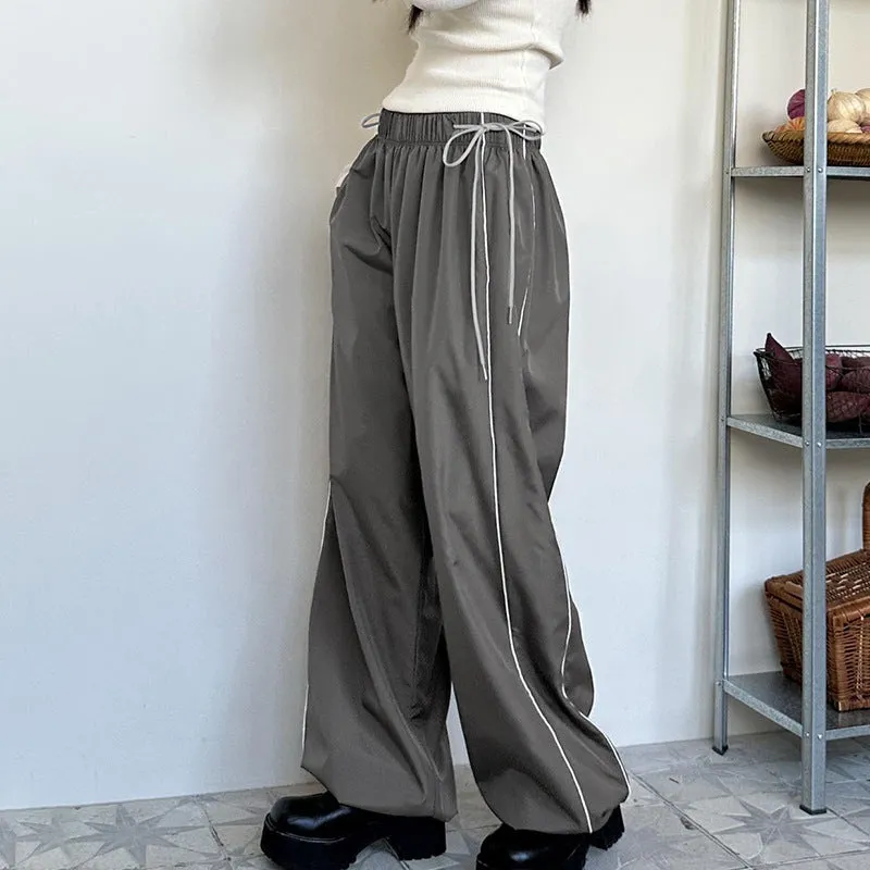 Wide-Leg Drawstring High-Waist Pants