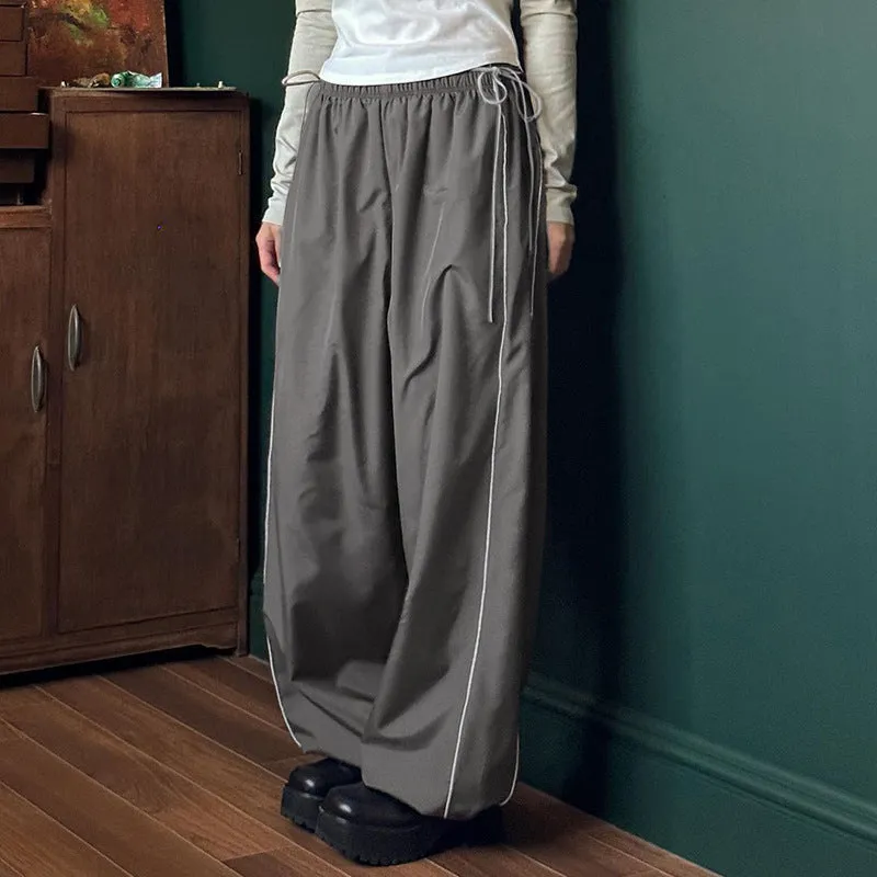 Wide-Leg Drawstring High-Waist Pants