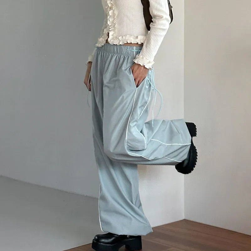 Wide-Leg Drawstring High-Waist Pants