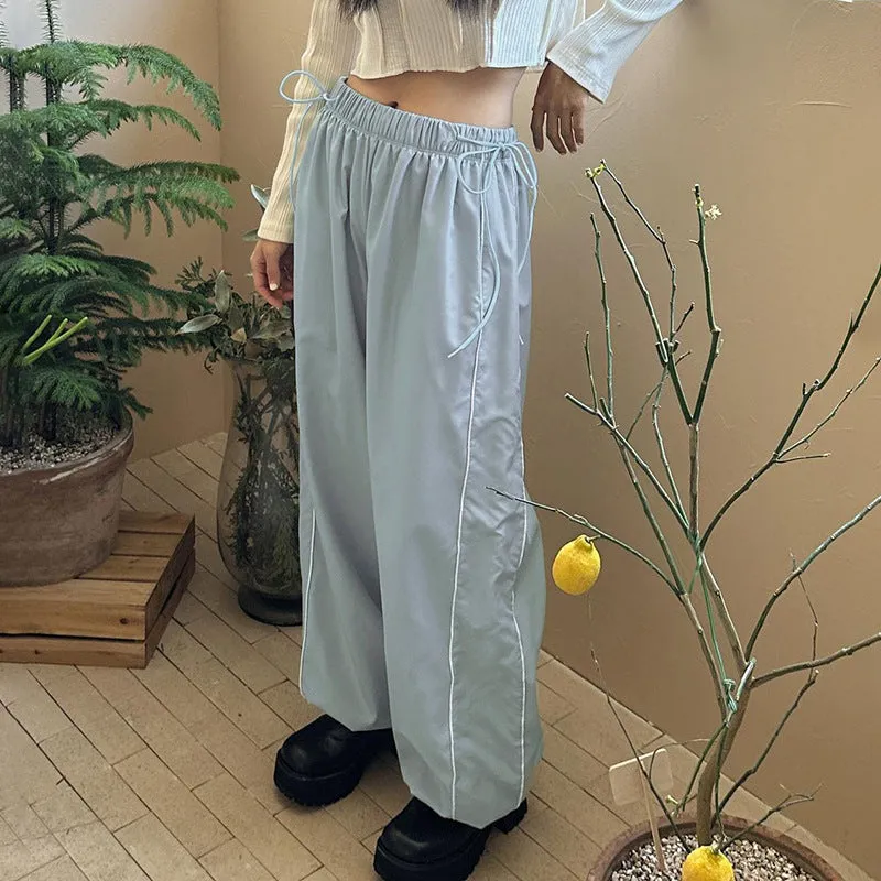 Wide-Leg Drawstring High-Waist Pants