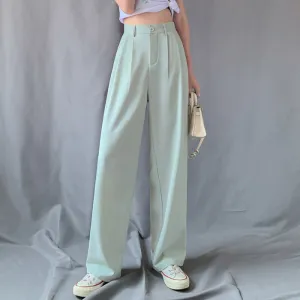 Wide Leg Mopping Trousers High Waist Pants