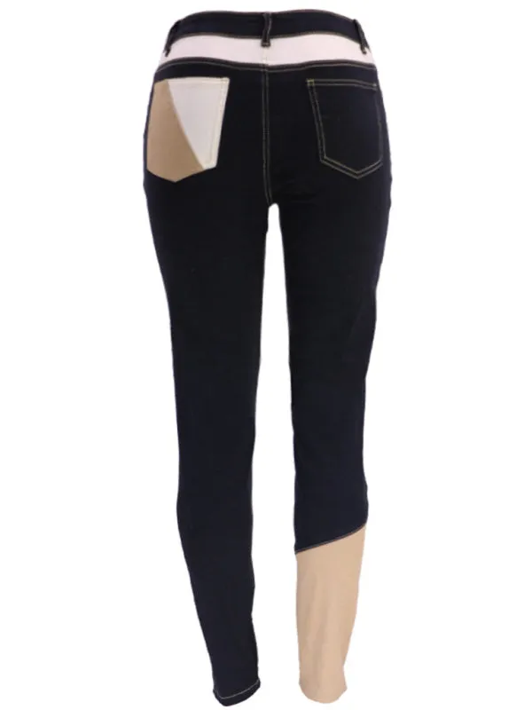 Women's High Waist Colorblock Skinny Jeans