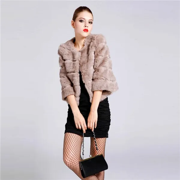 Women's Real Whole Rabbit Fur Coat Short Version Coat Fur Natural Coat 010138