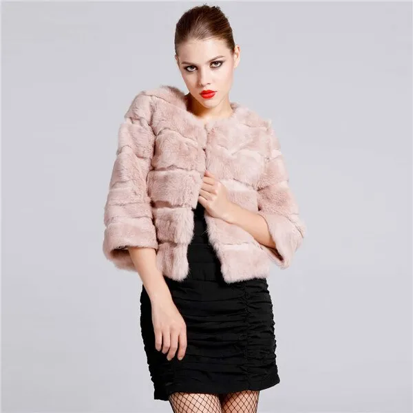 Women's Real Whole Rabbit Fur Coat Short Version Coat Fur Natural Coat 010138