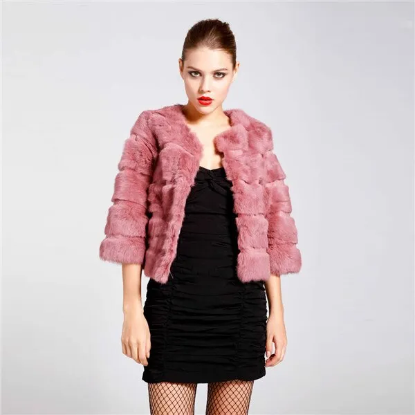 Women's Real Whole Rabbit Fur Coat Short Version Coat Fur Natural Coat 010138